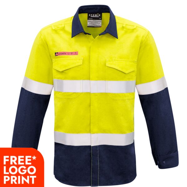 Syzmik Mens FR Hooped Taped Spliced Shirt BIZ-ZW132 Mens FR Hooped Taped Spliced Shirt Thumbnail